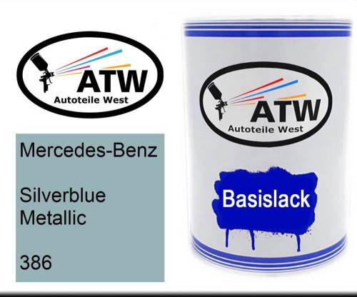 Mercedes-Benz, Silverblue Metallic, 386: 500ml Lackdose, von ATW Autoteile West.